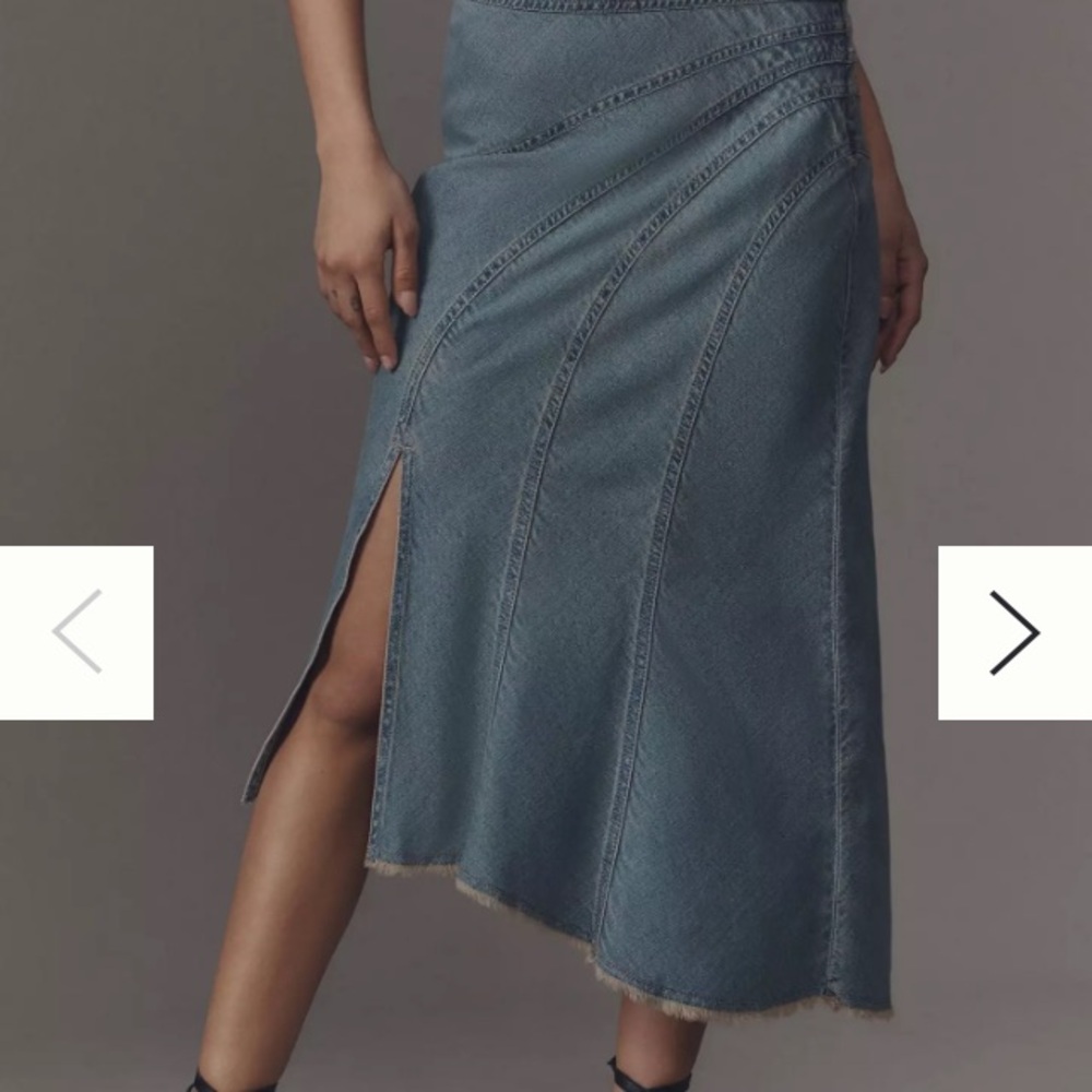 Anthropologie Pilcro Asymmetrical Denim Blue Midi Skirt